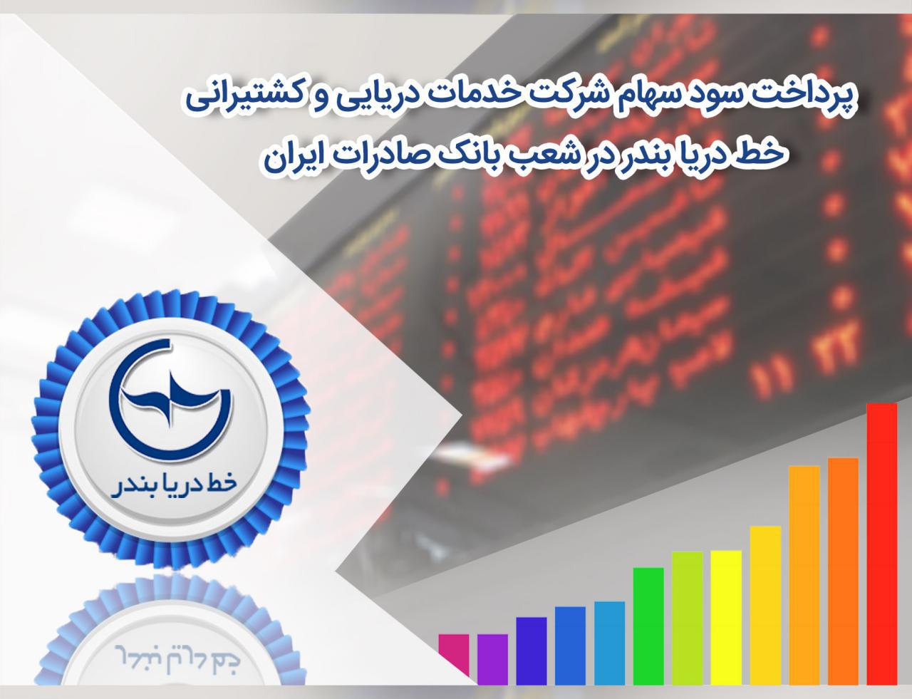 سود سهام شرکت «خط دریا بندر» در شعب بانک صادرات ایران پرداخت می‌شود